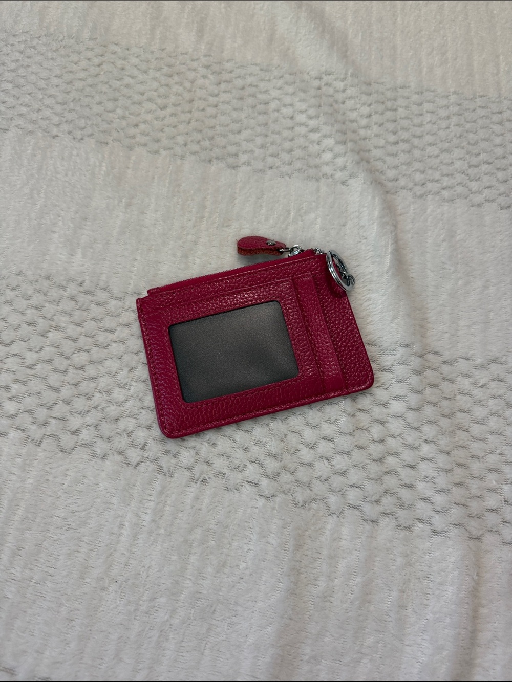 Pink Leather Card ID Wallet with Zip